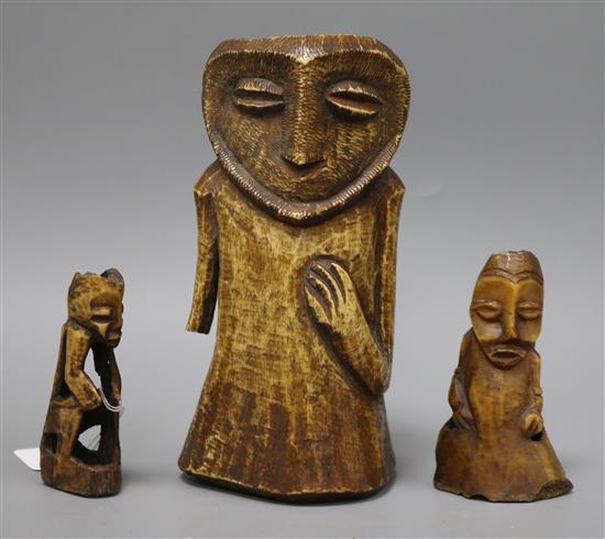 Three African bone figures tallest 22cm